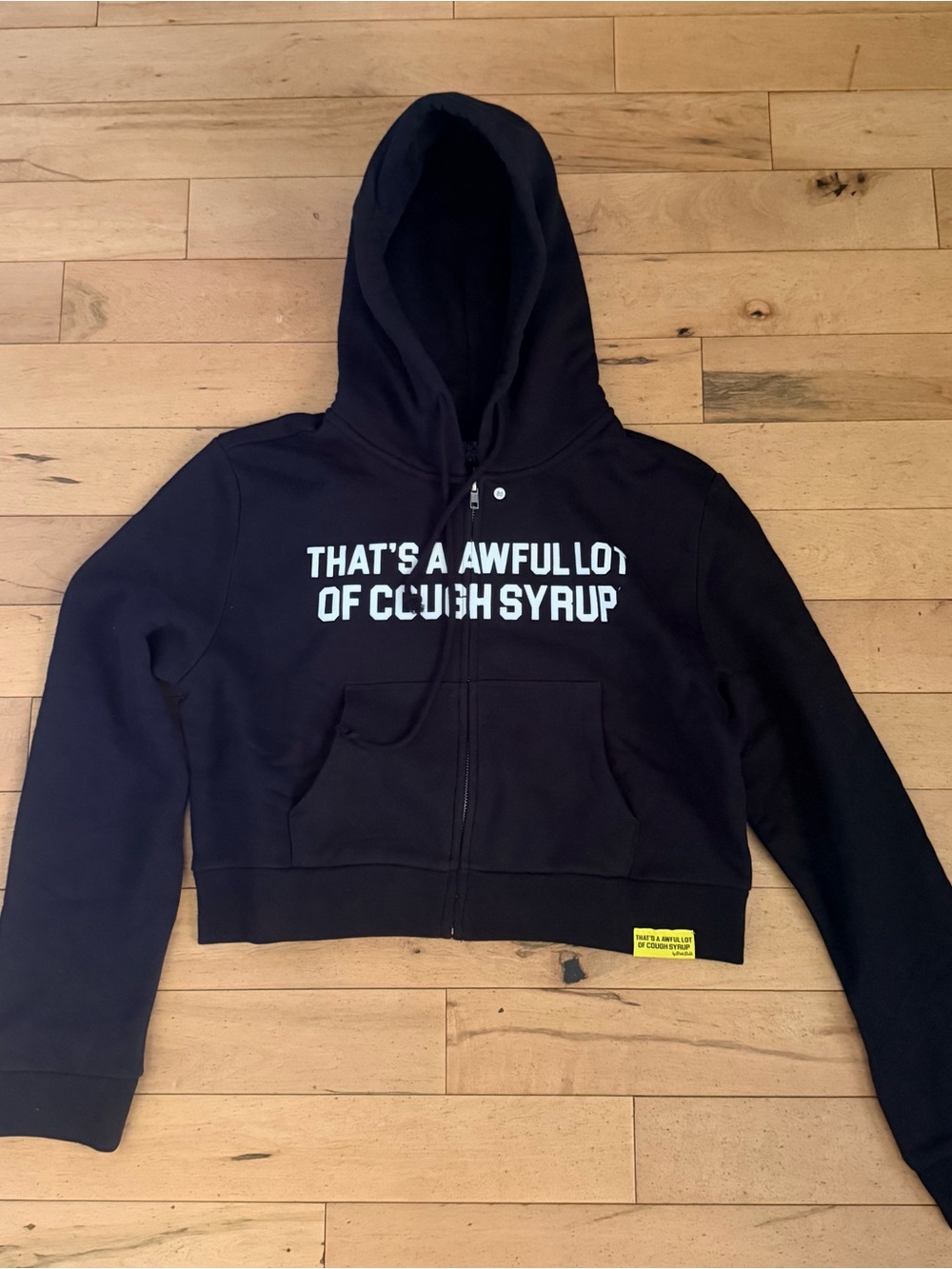 That’s A Awful Lot Of Cough Syrup Women’s Size XL Cropped Zip Hoodie